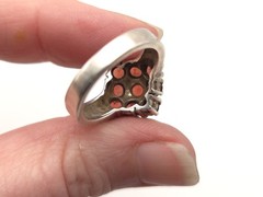 Vintage Sterling Silver Victorian Style Garnet Filigree Ring Signed CNA THAILAND