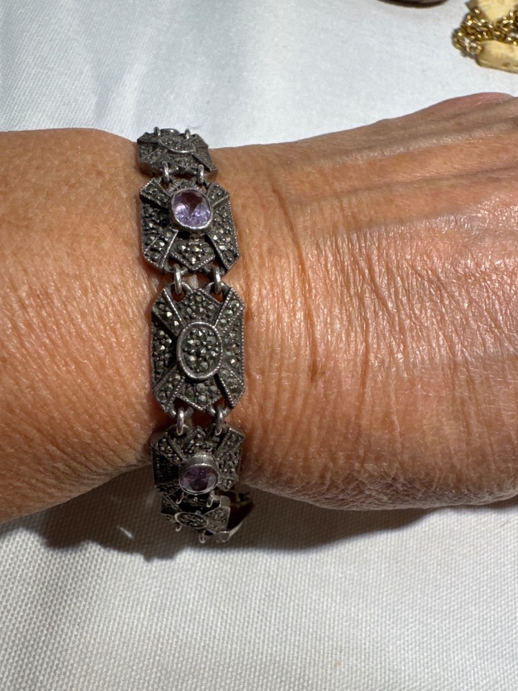 vintage marcasite with amethyst oval stones 7 inches
