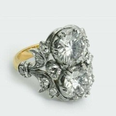 4Ct Art Deco Style Round Cut Lab Created Diamond Engagement 14K Gold Finish Ring
