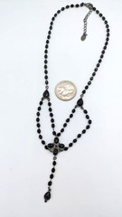 Vintage Style Black Beaded Necklace Gothic Victorian Drop Acrylic Statement