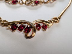 Alfred Philippe Trifari 1940’s Pat Pending Ruby & Clear 3 Piece Necklace Set