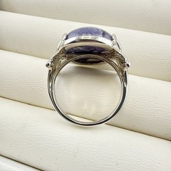 JTV Ring Sterling Silver Purple Stone Floral Flower Oval 925 Size 9 BBJ