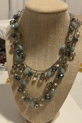 Vintage 36’ in Beaded Necklace With A Coastal Blue And Aqua Color Scheme