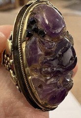 Vintage Hand Carved Amethyst Channel-Set Ring Size 6.25 Art Deco