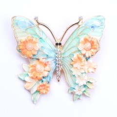 Vintage Style Pastel Butterfly Brooch: Decorative Jewelry Pin, Ideal Present