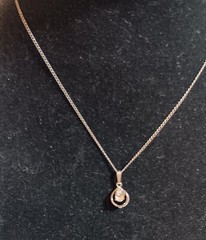 Vtg Sorrento Sterling Filigree Open Teardrop, Cubic Zirconia Pendant Necklace