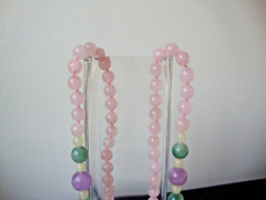 VINTAGE 12mm AMETHYST 10mm AVENTURINE JADE 8mm ROSE QUARTZ ENDLESS BEAD NECKLACE