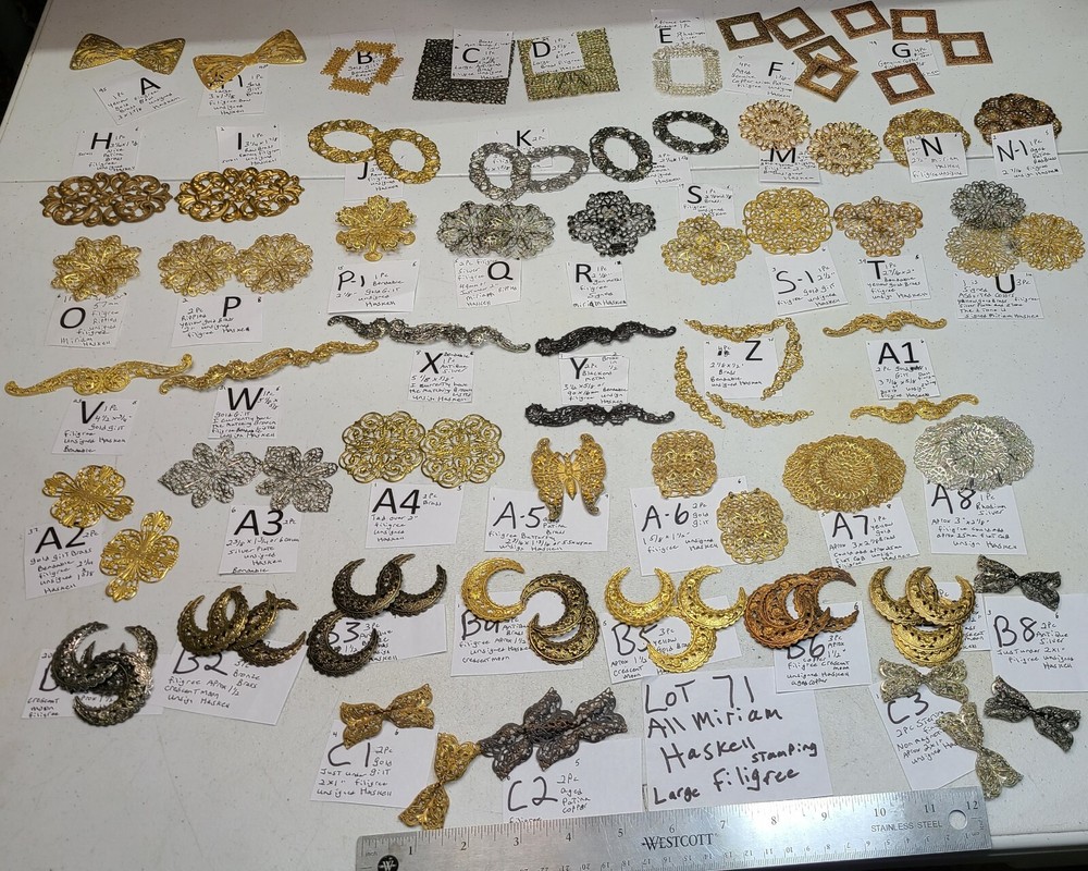 Vtg Huge Lot #71 Miriam Haskell Large Filigree Findings Stampings Jewelry Craft