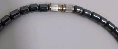 Black Onyx Elephant Barrel Bead Necklace With Gold Accents Hematite Healing Gem