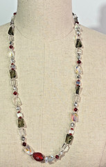 Vintage Glass AB Beads & Czech Glass Beaded Necklace Hand Strung
