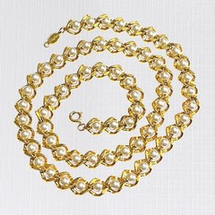 Vintage Napier Necklace Gold Tone Chain Imitation Pearl Intwined Classic 24″