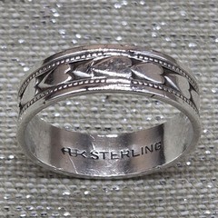 Vintage Artist Mark Sterling Silver 925 Heart Band Ring 7.5 – 7.75