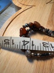 Vintage Amber and Earth tones two strand that are Silver toned Necklace J110