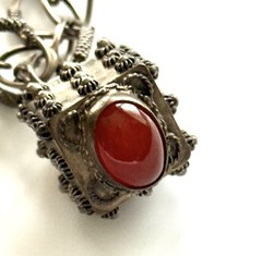 Antique Silver Etruscan Large Charm – Fob Bracelet