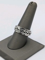 Vtg 925 Sterling Silver Braided Spinner Ring Size 8.75 Unisex Fidget Worry Band