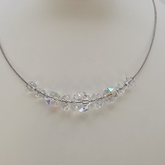 Vintage SWAROVSKI Signed Crystal Necklace Choker Collar Wire Rhodium Plate 17″