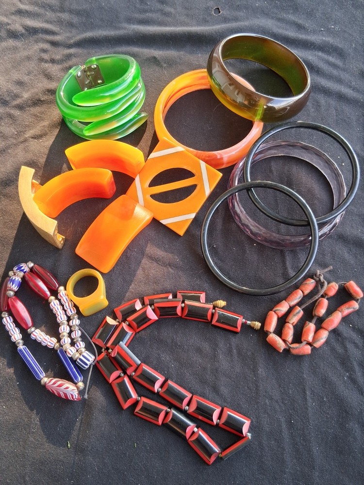Eclectic Lot Of Vintage BAKELITE ,JOSEPH BENGAL, TRADE BEADS,AND MORE