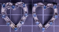 Vintage Heart Brooch Pin Silver Tone 24mm Blue Rhinestone Love Jewelry