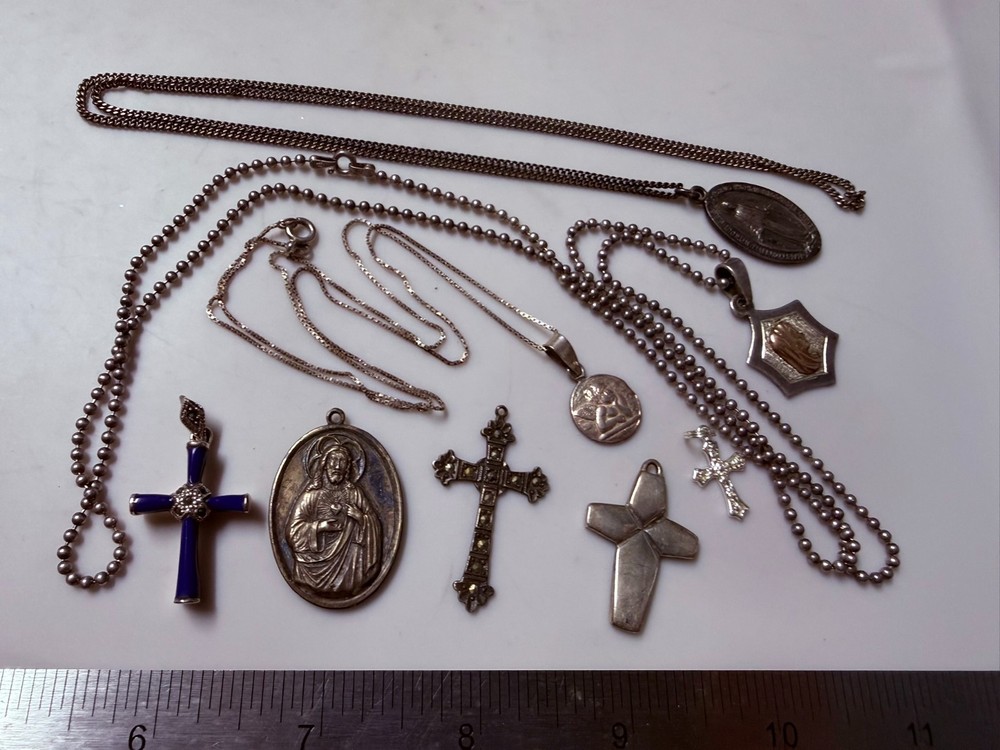 Collection Lot Great Vintage and Modern Sterling Silver Religious Jewelry – X1