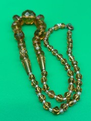 Antique Art Nouveau Cut Crystal Amber Costume Jewelry Necklace Art Deco – 01