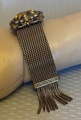 Victorian Revival Mesh Slide Tassel Fringe Bracelet Adjustable Clasp Fits All