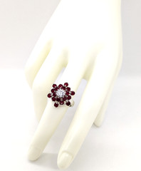 Vintage Luxury RING Sterling Silver 925 with Bright Stones -size: 7.5 (18mm) #68