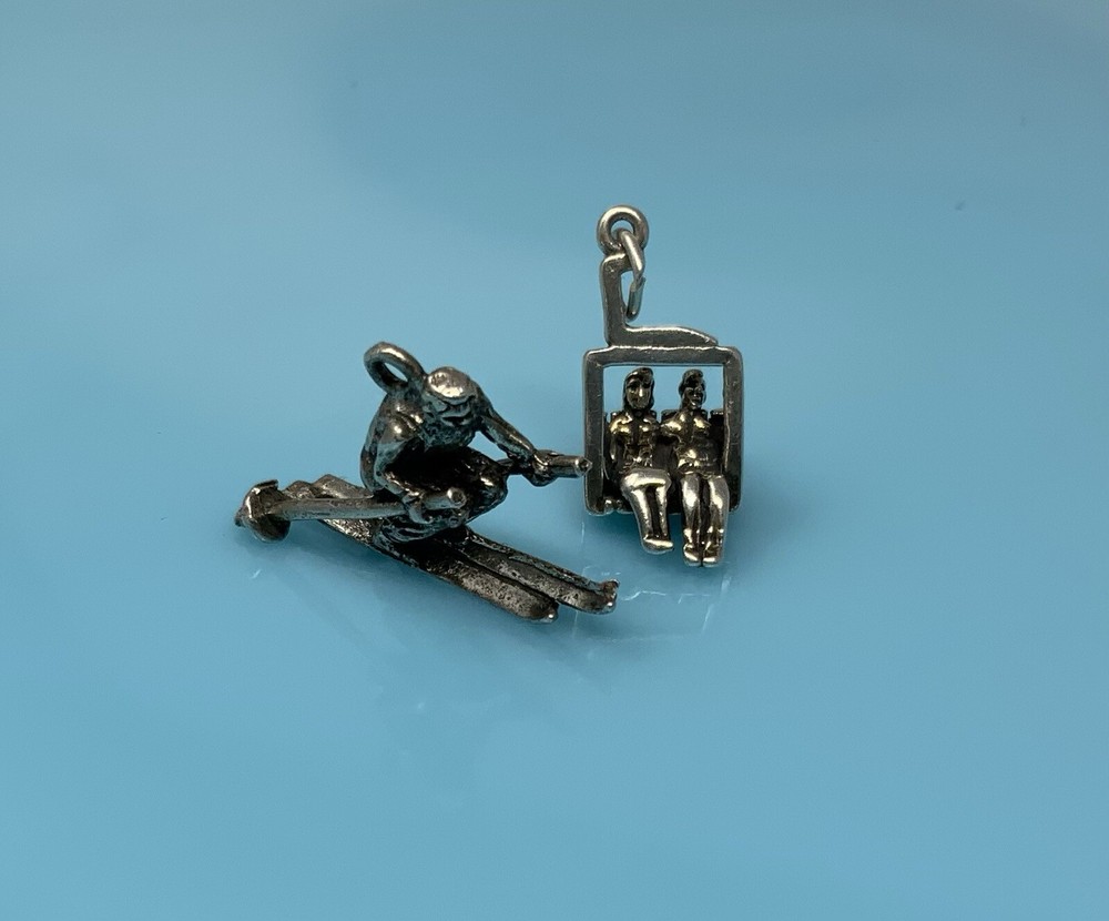 Ski Lift Chairlift Charm Sterling Silver Snow Winter Downhill Skier Skiing 6g