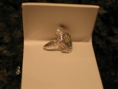 Art Deco 14K White Gold Filigree and Diamond Ring .20 Carat G-H VVS Size 7