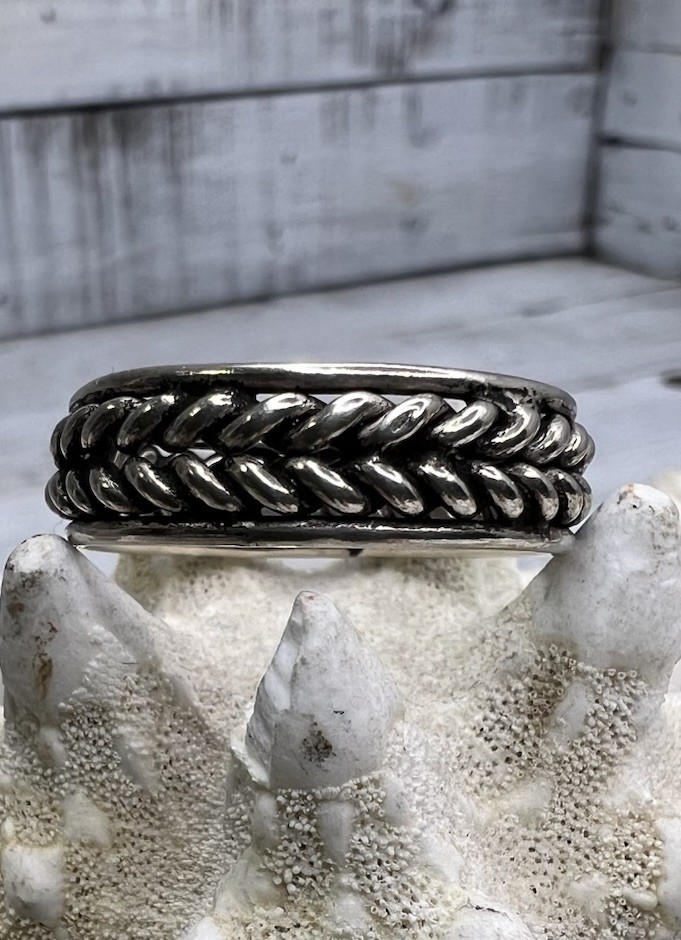 Vtg Twisted Cable Ring Sterling Silver 925 Band Size 10.25 Men Woman Jewelry 🖤