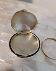 Antique French Guilloche 935 Sterling Silver Enamel Floral Locket Pendant
