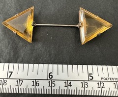Antique Czech Citrine Color Art Deco Glass Silver Tone Jabot