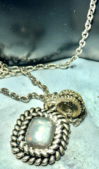 Vintage Silver Tone and Square Pendent Necklace, Signed BEST, 30″