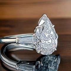 14k White Gold Engagement Ring 4.01ct Lab Grown Diamond Pear Shape IGI Cert
