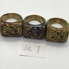 Vintage 18K HGE Plated Multi Color Crystals Unique Bold Look Ring varied sizes
