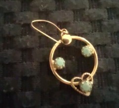Vintage Round Wired Closer Heart Shape Simulated Blue Turquoise Earrings