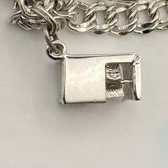 Vintage 70’s Sterling Silver 7″ Variety Charm Bracelet Double Link Safety Chain