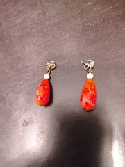 Vintage Coral Tear Drop Earrings