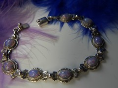 Foil backed doublet 0.925 Sterling Silver vintage 7 3/4″ Bracelet