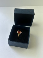 Vintage Red Cubic Zirconia Ring Gold Plated Womens Size 9.5