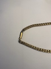 Vintage Gold Tone Chain Necklace Green Stones Barrel Closure Oval 30 in