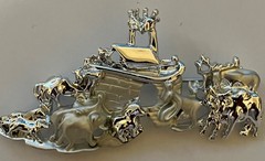 Vintage Jewelry Brooch Lot 6pc Signed AJC Silver Tone Rhinestone AB Wreath Pin