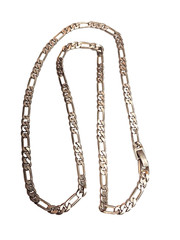 Vintage Classic Retro Style Chain Figaro Link Necklace Silver Tone Metal 22″ GUC
