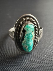 Vintage Silver Native American Turquoise Ring Handmade Size 8.25 US