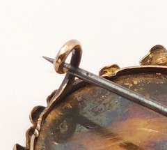 Victorian 15k 18k Yellow Gold Handmade Brooch Hand Painted Blonde Red Head Woman