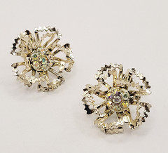 Sarah Coventry Allusions AB Crystal Gold Tone 1968 Clip On Earrings & Brooch Set