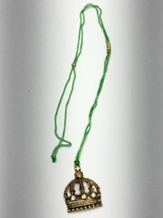 Vintage rhinestone crown green pendant necklace