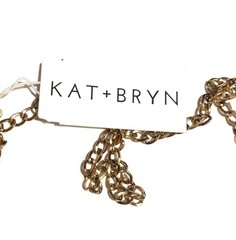NWT Vintage KAT + BRYN Gold Tone Necklace W Gemstones Slide Floating Charms