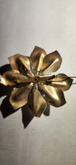 Vintage White Enamel on Metal Flower Pin Brooch Unique sculpted retro summer