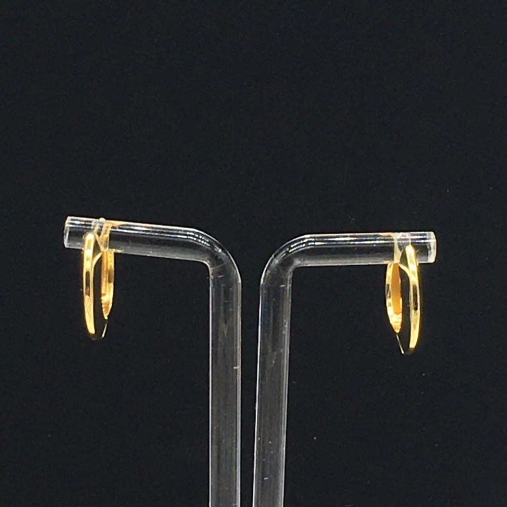 Hoop Earrings Gold Tone Huggie Pierced .75″