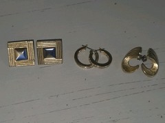 Lot Of 3 Vintage Goldtone Post Earrings For Pierced Ears